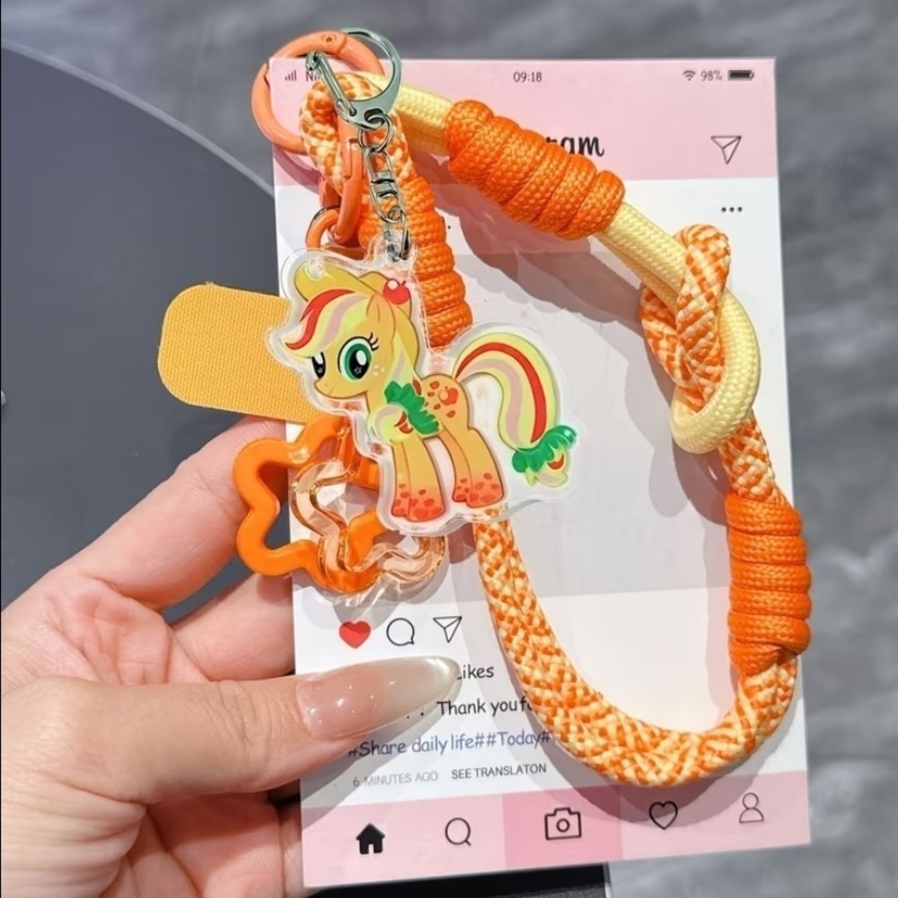 My Little Pony Applejack Phone Lanyard Charm Braided Rope Keychain MLP Anti-Loss